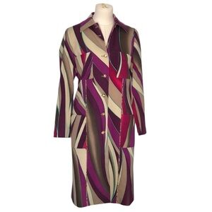 Vintage 90’s Gianni Versace Couture multicolored abstract wool coat